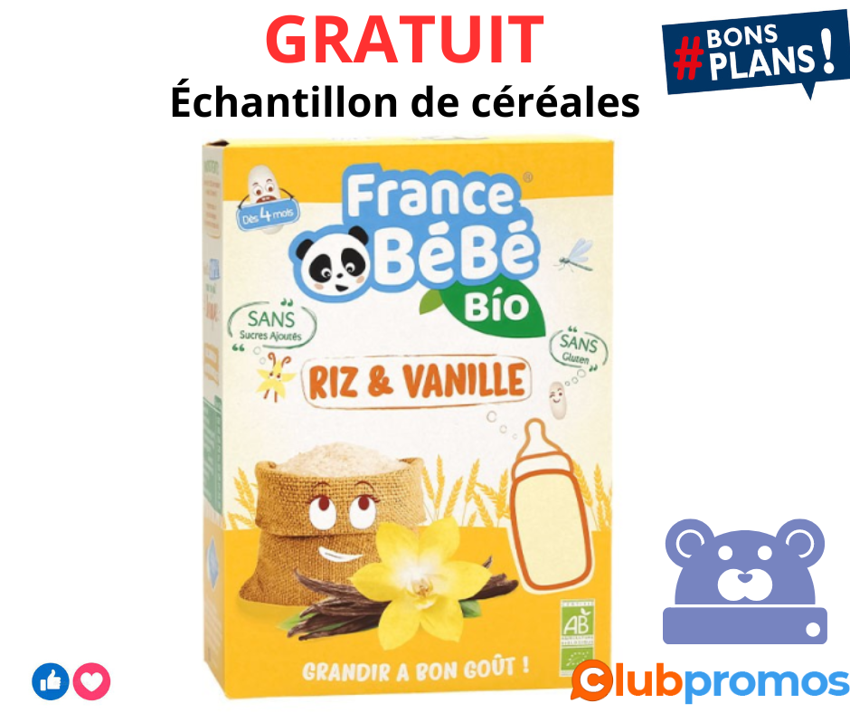 Recevez gratuitement votre échantillon de Céréales FRANCE BéBé BIO..png