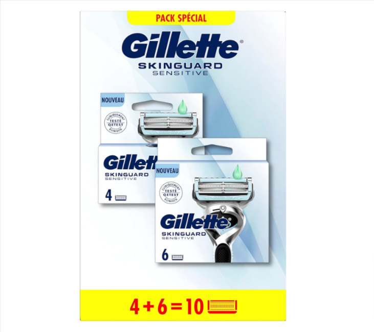 Recharge de 10 Lames de Rasoir Gillette SkinGuard Peau Sensible à 21,24€ au lieu de 36,40€ sur...png