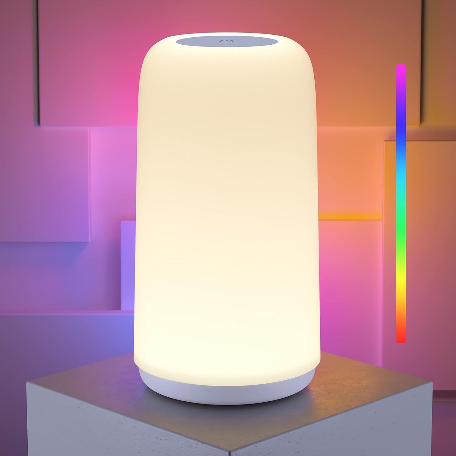 ROOTRO Lampe de Chevet Tactile RGB Polyvalente, Lampe de Table Dimmable avec 3 Modes Intensité...jpg