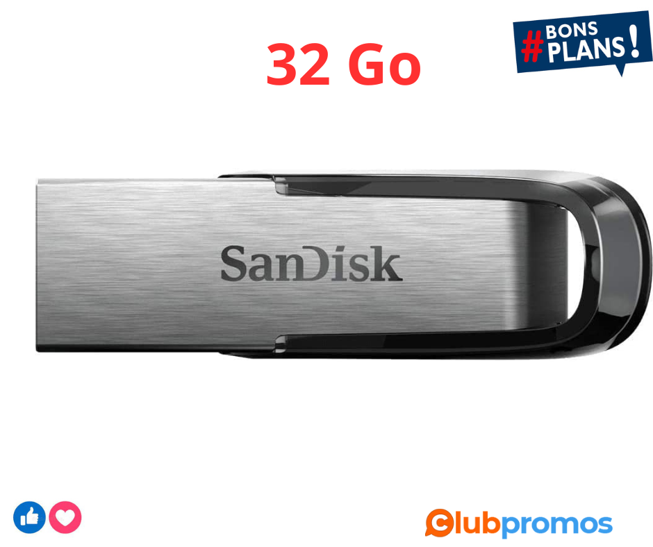 SanDisk 126905 Ultra Flair 32 GB USB 3.0 Flash Drive, Upto 150MBs read - silverBlack.png