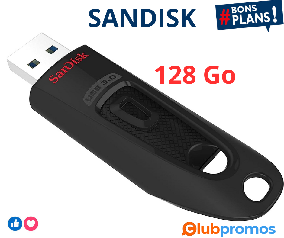 SanDisk Ultra 128 GB, USB 3.0 flash drive, with up to 130 MBs read speed, Black .png