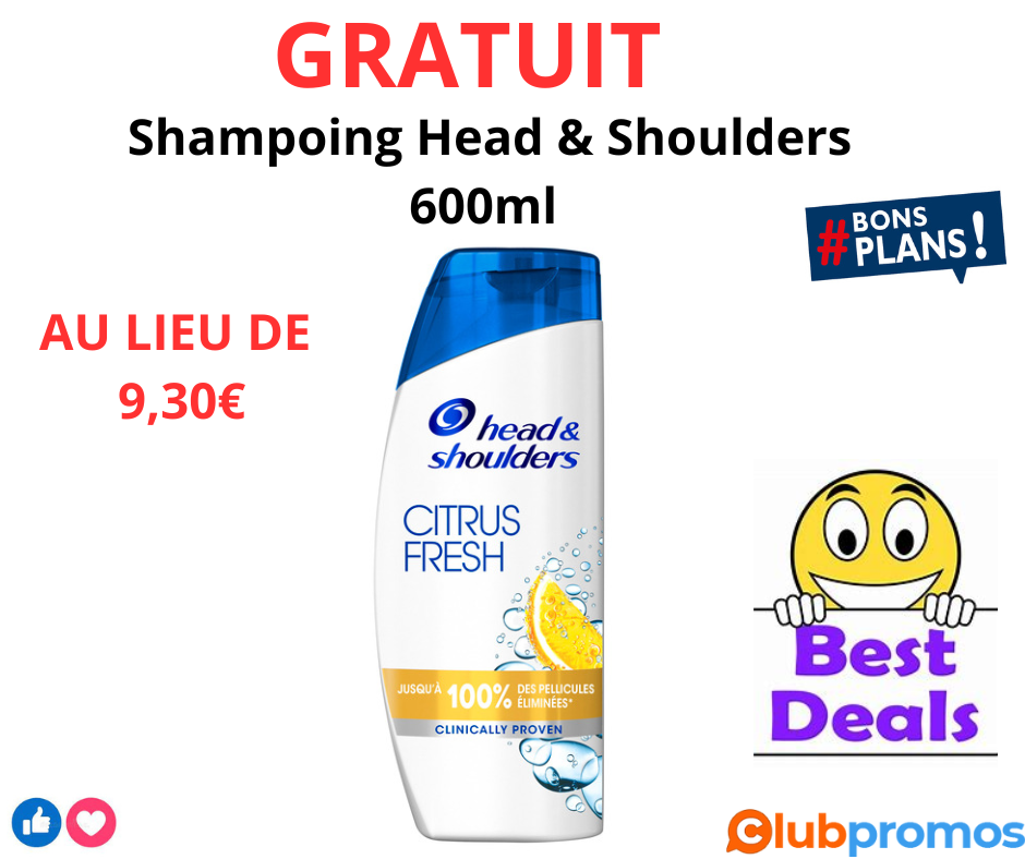 Shampoing Head&Shoulders 600mL gratuit bon plan carrefour market.png