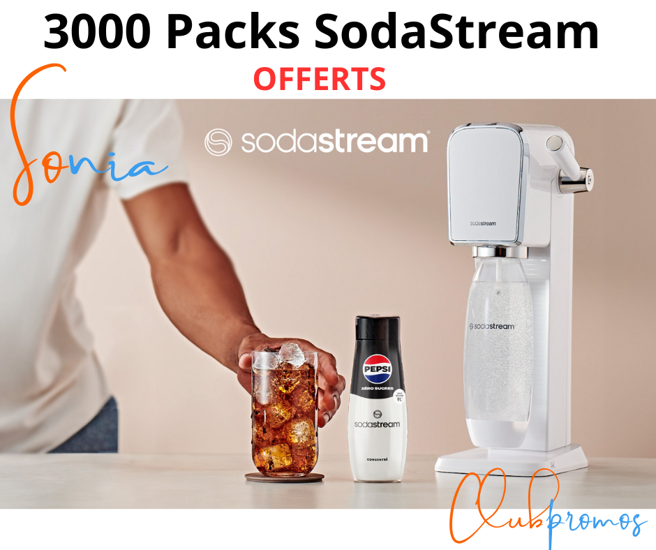 Présentation de la machine SodaStream ART noire et du concentré Pepsi Zéro Sucres pour préparer des boissons gazeuses maison dans le cadre du projet SodaStream 2025, une initiative écoresponsable avec trnd.