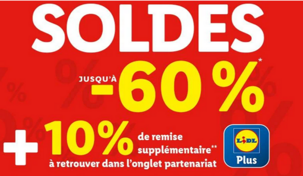 Soldes Lidl  Jusqu’à -60 % plus  10 % de réduction supplémentaire avec Lidl Plus !.png