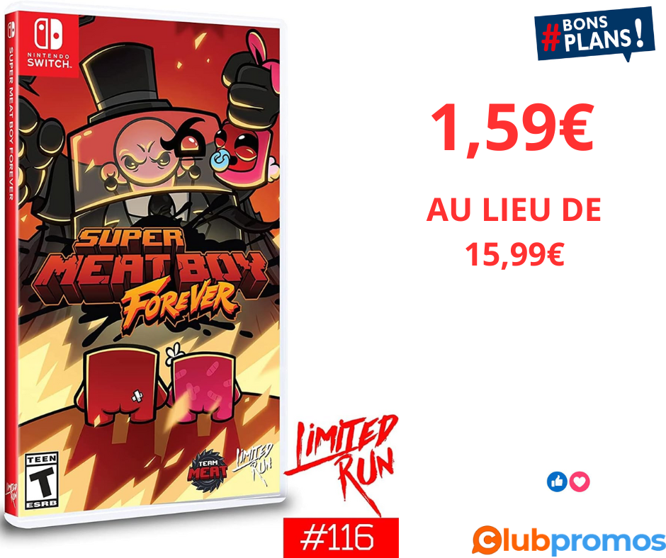 Super Meat Boy Forever sur Switch Prix en chute libre à 1,59€ seulement ! Profite de 90% de ré...png