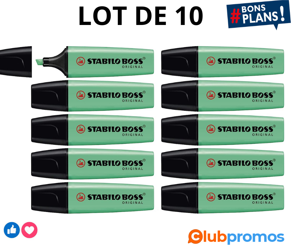 Surligneur STABILO BOSS ORIGINAL - Lot x 10 surligneurs fluo - Turquoise.png