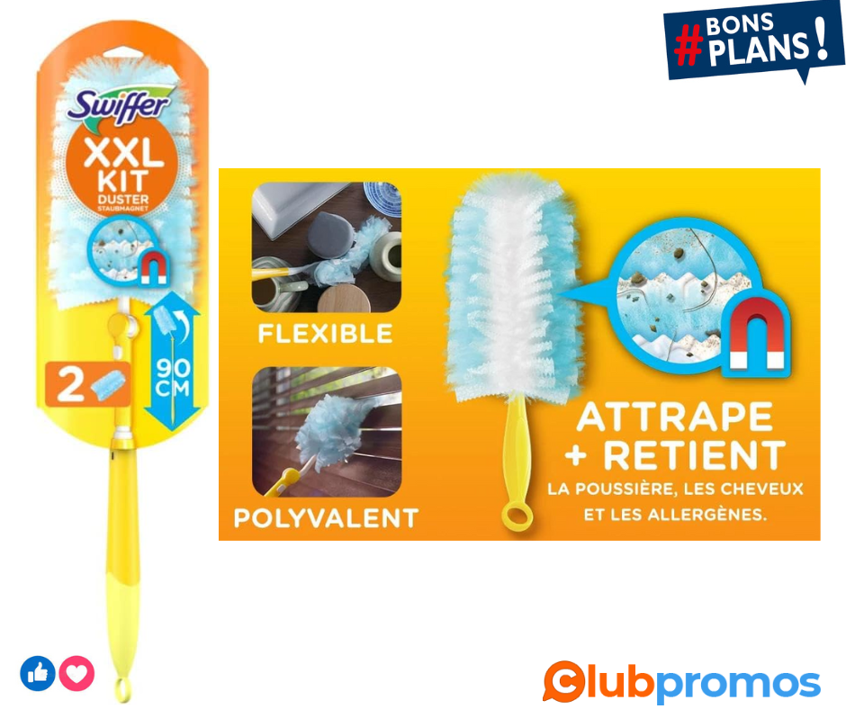 Swiffer XXL Duster Plumeau Poussière, Kit - 1 plumeau XXL Et 2 Recharges Pour Plumeau, Attrape...png