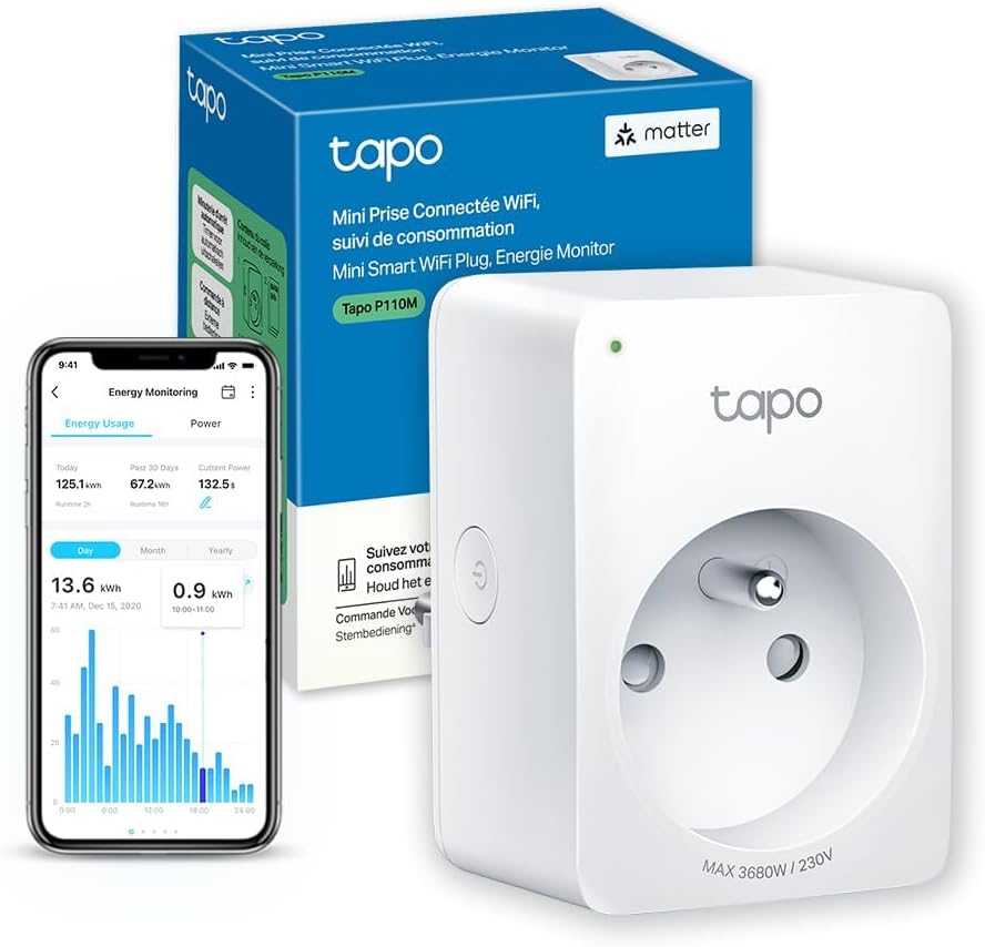 Tapo Matter Prise Connectée WiFi, Suivi de consommation, 16A Type E, Fonctionne avec Alexa, Co...jpg