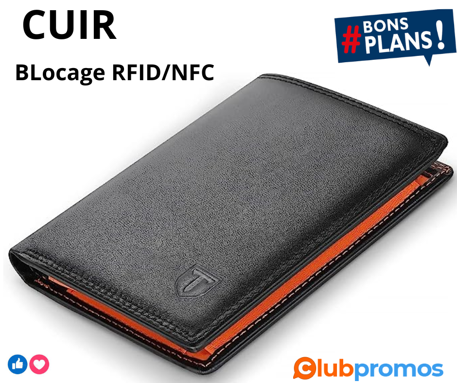 TEEHON® Portefeuille Homme en Cuir Véritable Porte-Monnaie avec Blocage RFIDNFC 13 Porte Carte...png