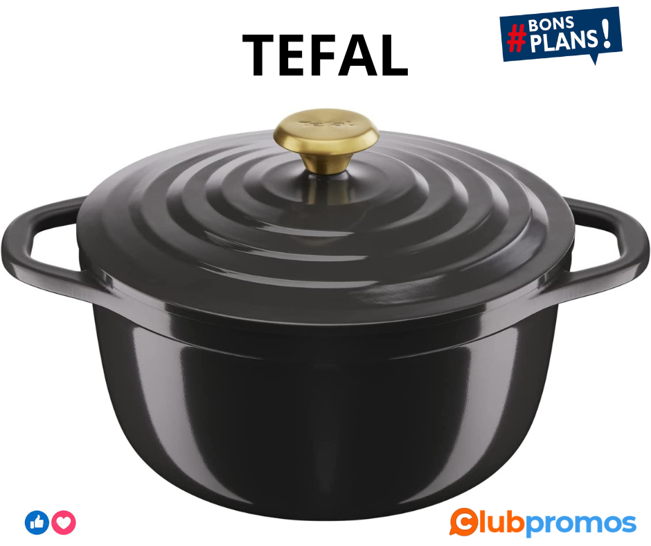 Tefal Air Cocotte ronde 24 cm, Capacité 4,7 L, Fonte d'aluminium légère, Revêtement céramique ...png