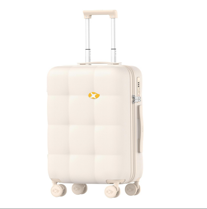 Valise cabine MGOB M10 blanche, dimensions 55x37x24 cm, coque rigide en polycarbonate 100%, serrure TSA, 4 roues pivotantes, disponible en promotion sur Amazon