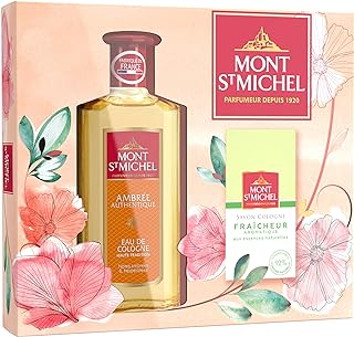 Mont Saint Michel - Coffret 2 Produits - Eau de Cologne Ambrée Authentique - 250 ml - Savon Cologne Fraîcheur - 125 g