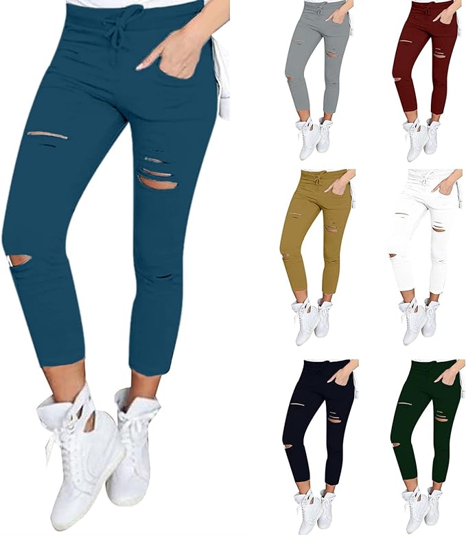 FIRFONMA Femme Mode Taille Haute éTé Pantalon DéContracté Femme éLéGant Couleur Unie avec Poches Grande Taille Casual Tissu Slim Mince Pantalons Décontractés