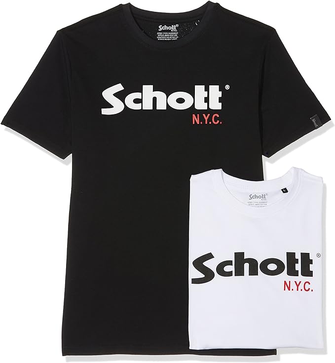 Schott Nyc TS01MCLOGO T-Shirt, Homme, Lot de 2