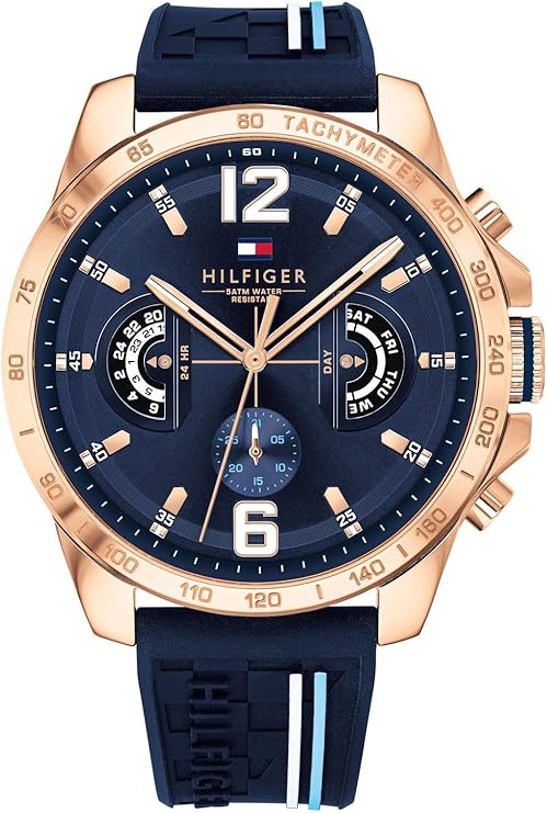 Tommy Hilfiger Homme Multi-Cadrans Quartz Montre avec Bracelet en Silicone 1791474