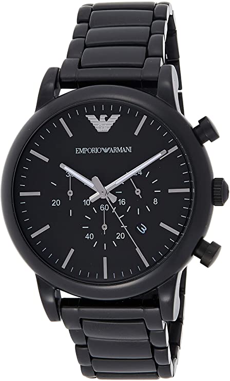 Montre chronographe Emporio Armani pour homme, montre en acier inoxydable, taille de boîtier de 46 mm