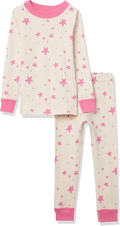 Moon and Back by Hanna Andersson Ensemble Pyjama Haut et Bas à Manches Longues en Coton Bio Mixte Enfant, Lot de 2