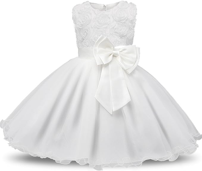 NNJXD Robe Filles Cérémonie Bébés Filles Robes de Bal de Mariage d'anniversaire de fête Fleurs 3D Robes de Filles Princesse