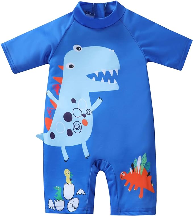 Allowith Maillot De Bain Bebe Garçons 1 Pièce Anti-UV Imprimé Dinosaure De Dessin Animé Manches à Séchage Rapide Combinaison Bébé Maillot De Plongée 6 Mois-4 Ans