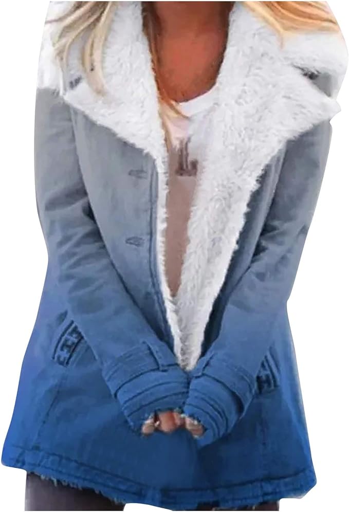 WELCO 2021 Nouveau Manteau en Peluche Femme Automne/Hiver, Mode Grande Taille Femmes Manteaux Manches Longues Outwear Coat Casual Veste en Coton Blousons Pardessus éPais Sweats Haut, Tie-Dye, Revers