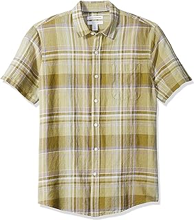 Amazon Essentials – Chemise à manches courtes et coupe ajustée en lin pour homme