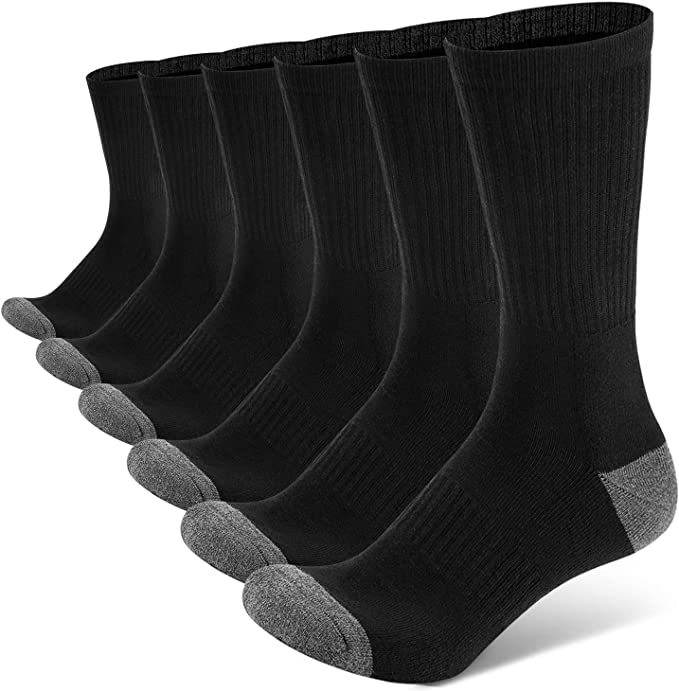 HIYATO Chaussette Homme Travail Coton, Chaussettes Work Homme lot de 6 Paires, avec Tissu éponge Semelle Rembourrée