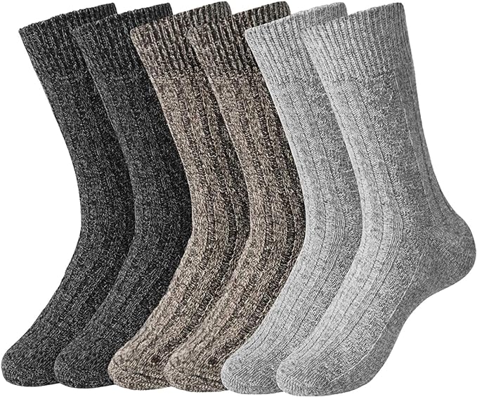 HBselect Lot de 6 Chaussettes en Coton et Laines,contrôle de l'humidité, rembourrage doux, parfaites pour le hiver pour homme et femme