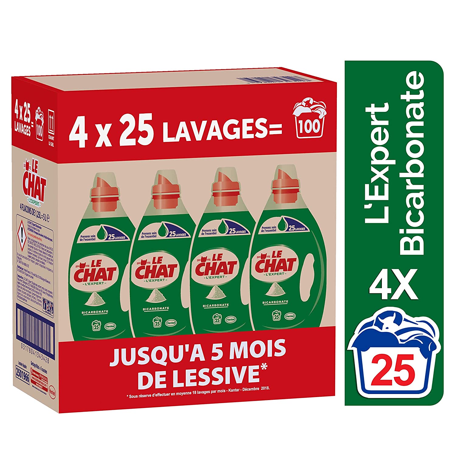 Deal Lot De 4 X 25 100 Lavages Lessive Le Chat Expert Bicarbonate 14 50 Eur Au Lieu De 24 Sur Amazon