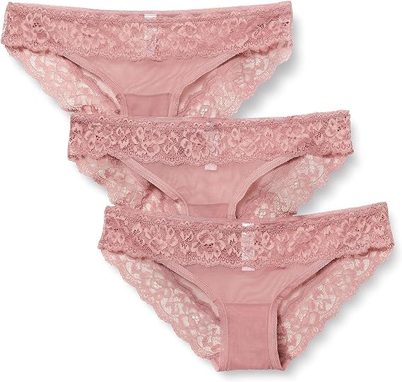 Iris & Lilly Culotte Hipster Echancrée en Maille Femme, Lot de 3