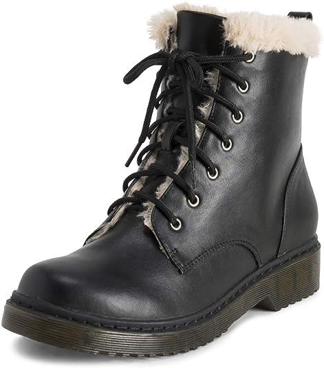 VIVASHOES Femmes Lacer Motarde Bottes Fur Doublée Cuir Imperméable Gros Morceaux Semelle en Caoutchouc l'hiver Bottes De Neige