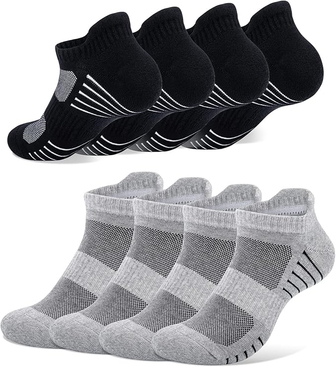 PAUNEW 8 Paires Chaussette Hommes Femmes Avec Rembourré Chaussettes Courtes Course Respirantes