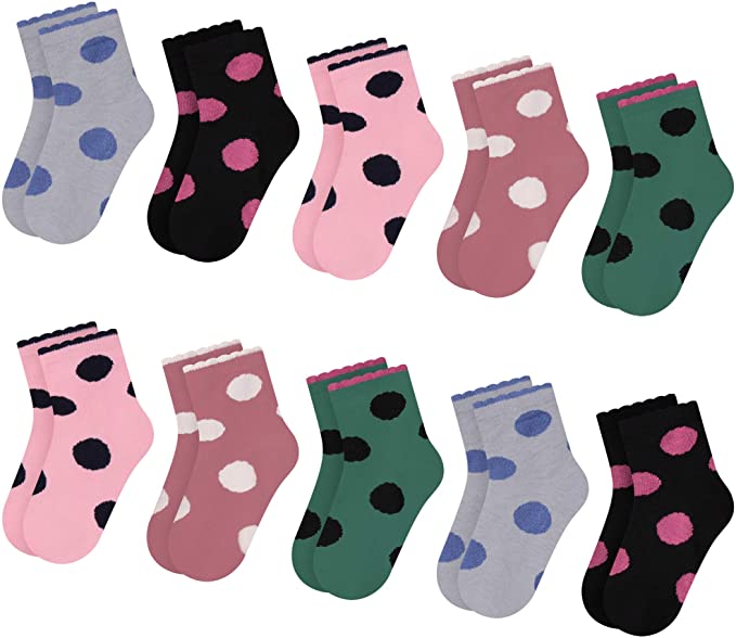 L&K-II Lot de 12 Chaussettes enfants filles en coton motif mignon coloré automne hiver 2808VA