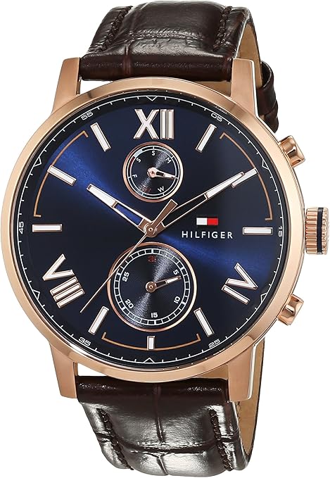 Tommy Hilfiger Homme Multi-cadrans Quartz Montres bracelet avec bracelet en Cuir - 1791308