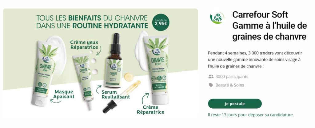 Offre spéciale bon plan pour tester gratuitement les soins visage Carrefour Soft.