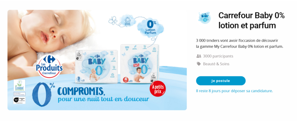 Image promotionnelle du bon plan Carrefour Baby 0% lotion et parfum.