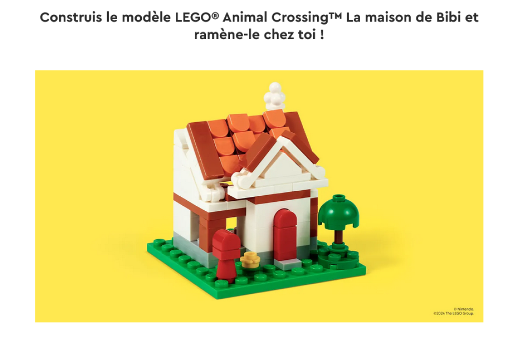 Événement LEGO Animal Crossing La Maison de Bibi, vue du site officiel.