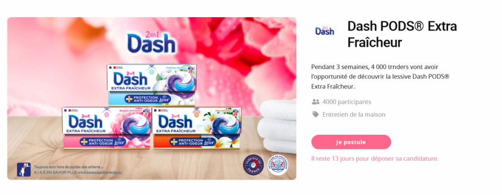 Capture de l'offre de test gratuit Dash PODS