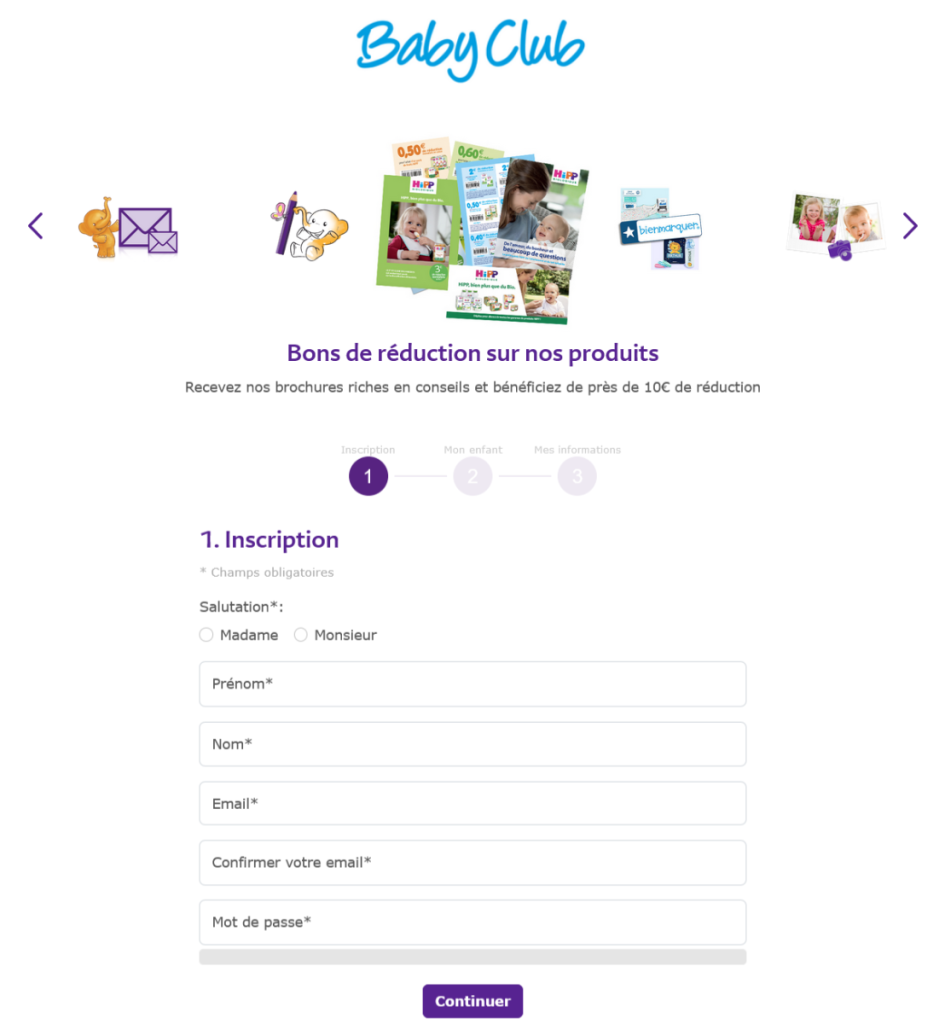 Capture d'écran du formulaire de demande pour obtenir une Jordan Brosse à Dents gratuite pour bébés