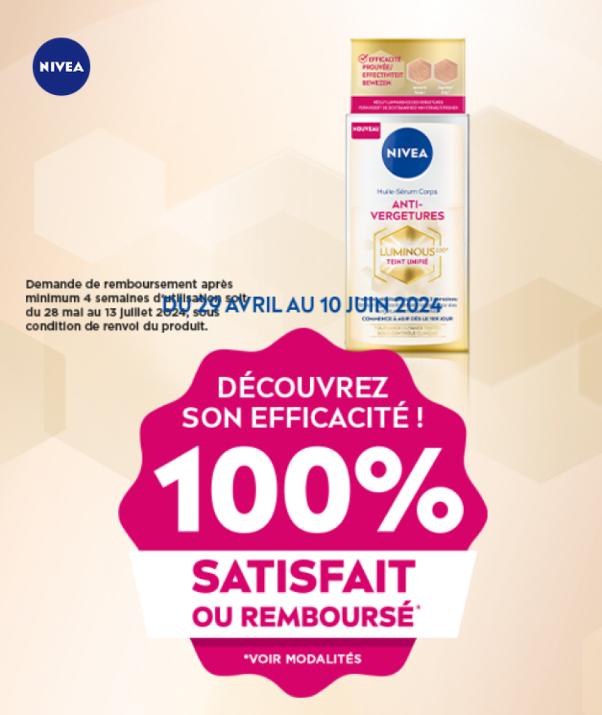 Formulaire de remboursement de l'huile-sérum NIVEA Luminous 630