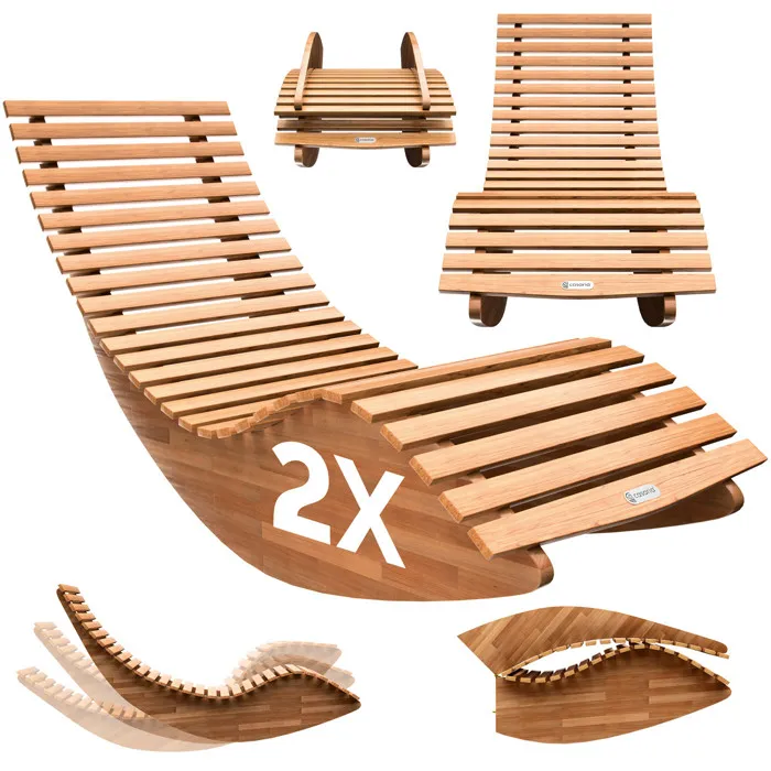 Lot de 2 chaises longues à bascule Casaria en bois d'acacia avec réduction sur Cdiscount.