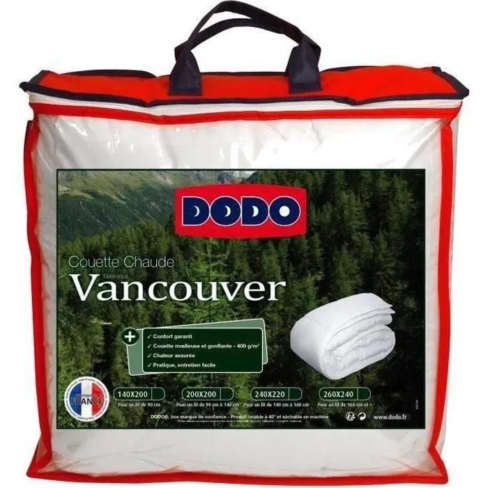 Couette chaude Vancouver DODO 220x240 cm, 400gr/m², blanc