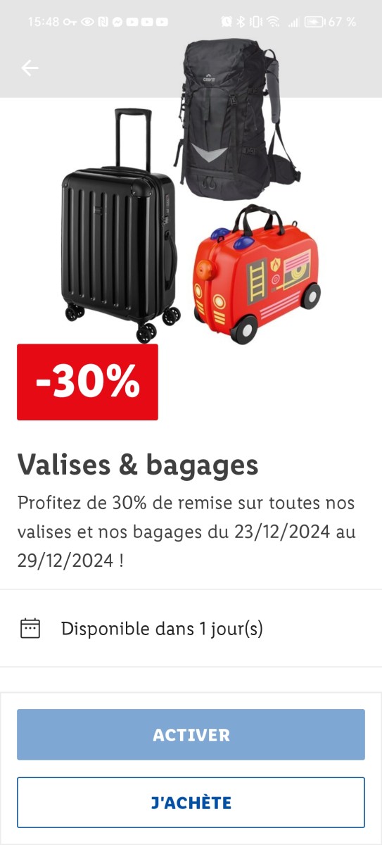 Valises et bagages Lidl - 30% de réduction avec Lidl Plus