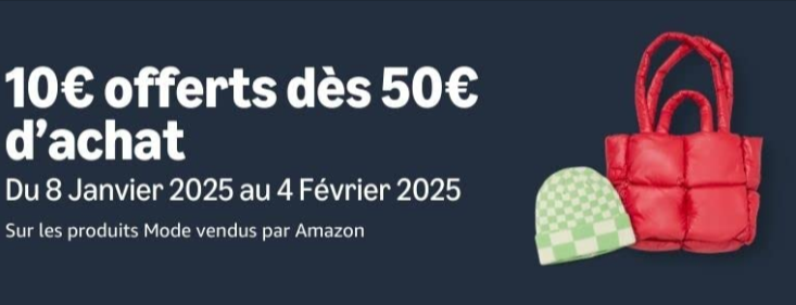 Photo de vêtements et accessoires tendance disponibles avec le code promo Amazon MODE10.