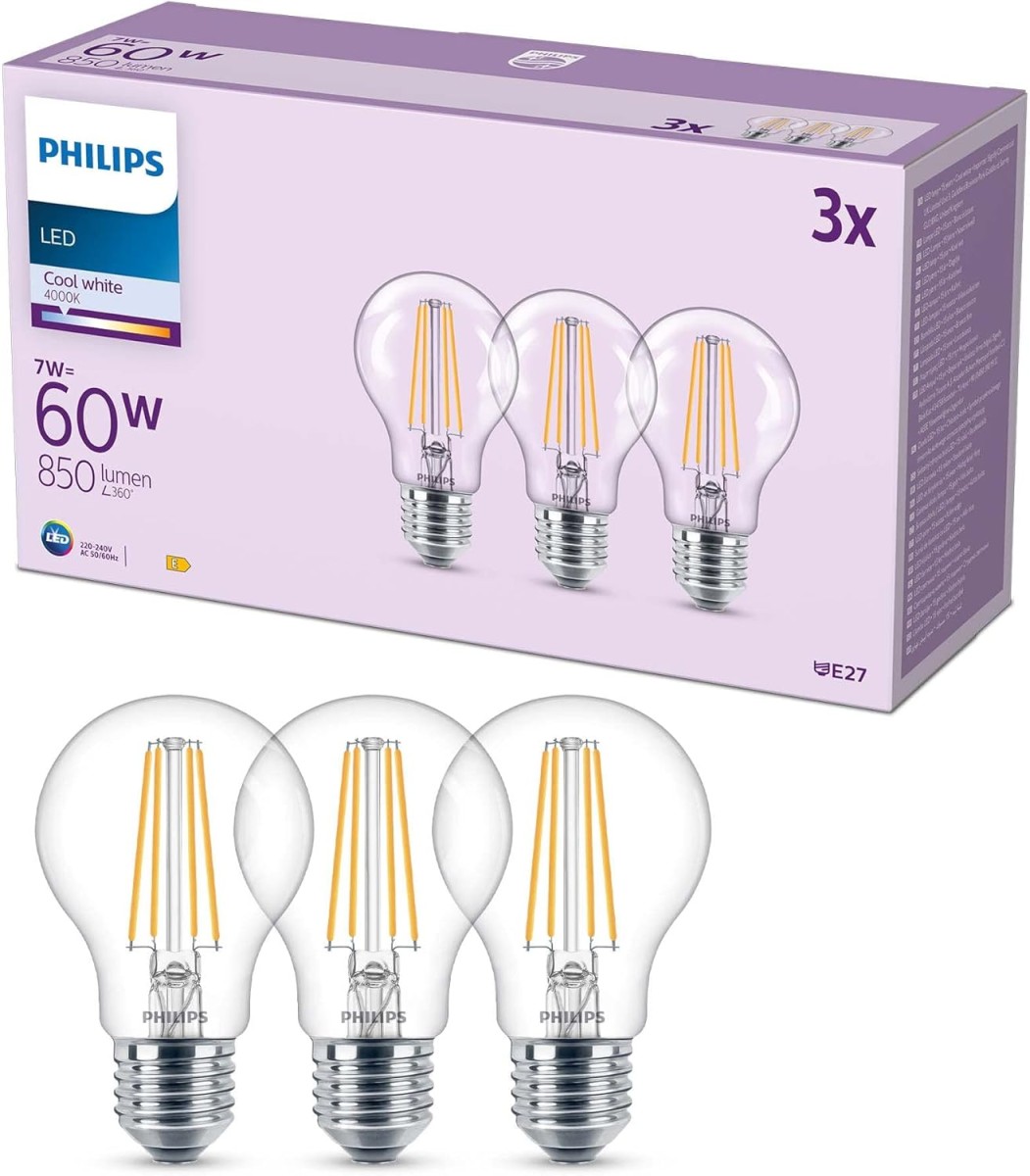 Pack de 3 ampoules Philips LED E27 en promotion