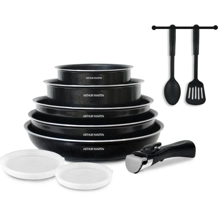 Batterie de cuisine 10 pièces Arthur Martin en aluminium antiadhésif, disponible en promotion sur Cdiscount.